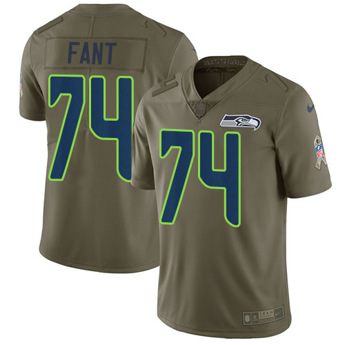 Nike Seahawks #74 George Fant Olive Men's Stitched NFL Limited Salute to Service Jersey